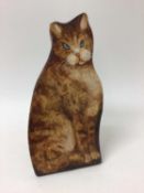 Painted wooden cat dummy board by Dave Ross, 32cm high
