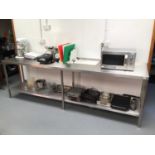 A wall standing stainless steel preparation with under shelf, 2800 mm