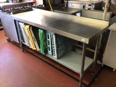 A wall standing stainless steel preparation bench, with shelf under, 1800 mm