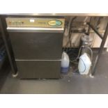 A Classeq Hydro 750 stainless steel glass washer, with water softener, cable and plug