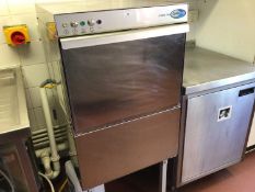 A Classeq Hydro 750 stainless steel dishwasher, with water softener