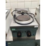 A Lincat A003 stainless steel electric twin ring table top cooker, cable and plug