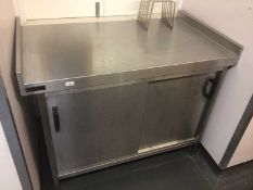 A Corsair Hotlock stainless steel preparation bench, with double sliding doors, 1210 mm