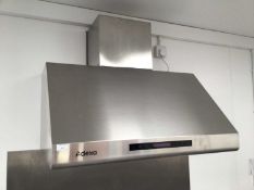 An Adela stainless steel fume canopy, cable and plug, 900 mm x 630 mm