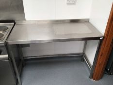 A wall standing stainless steel preparation bench, with under shelf, 1300 mm