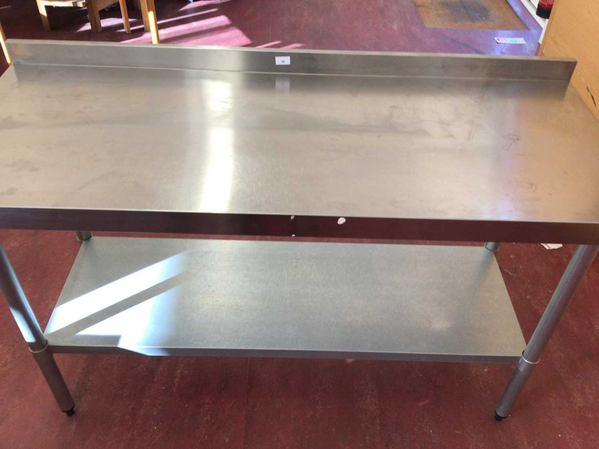 A wall standing stainless steel preparation bench, with shelf under, 1500 mm - Bild 2 aus 2