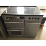 A Belling Bel Farmhouse 90E Silver finish electric cooker, with five rings, grill and two ovens, 900