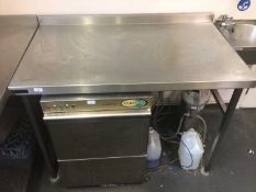 A stainless steel wall mounted preparation bench, 1200 mm