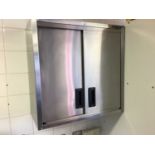 A Moffat twin sliding door stainless steel wall cupboard, 600 mm together with two similar wall cabi