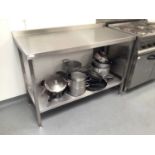 A wall standing stainless steel preparation bench, with undershelf, 1300 mm