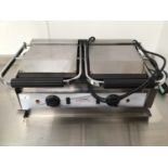A Modena TPG 9 stainless steel double electric griddle, cables and plugs