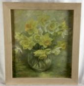 Jean Douglas, 20th century, pastel on paper - still life of daffodils in a glass bowl, initialled, 4