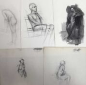 Peter Thursby - seventeen figurative sketches, watercolour charcoal and pencil