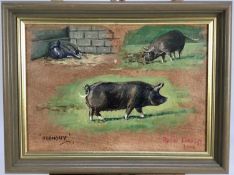 Robin Furness, oil on board, "Harmony" a sow, signed, inscribed and dated 2004, in painted frame. 24