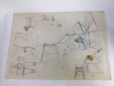 Peter Thursby (1930-2011) group of drawings on paper, various architectural and sculptural subjects,