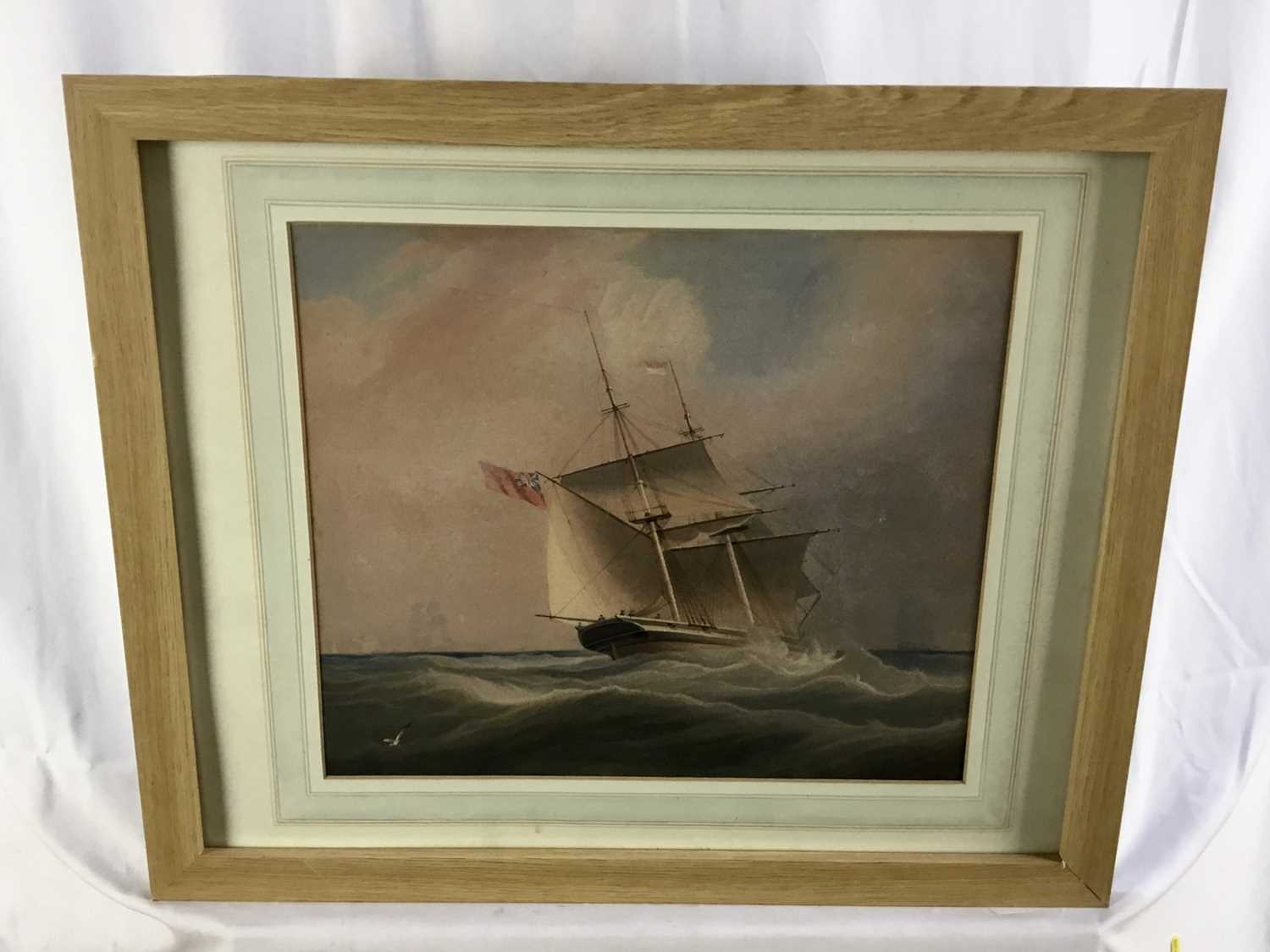 19th century English School watercolour of a ship in a storm, circa 1900, signed verso, 31cm x 37cm,