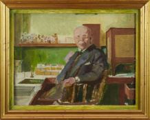 *Sir Gerald Kelly (1879-1972) oil on panel - seated gentleman, possibly a self-portrait