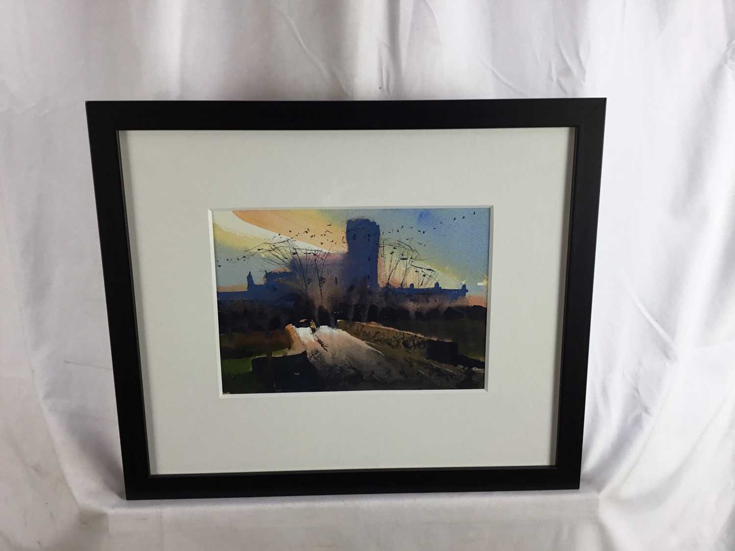 Simon Jones watercolour - 'Sunset, Angle Pembrokeshire', signed in pencil, Mall Galleries Exhibition - Image 2 of 9