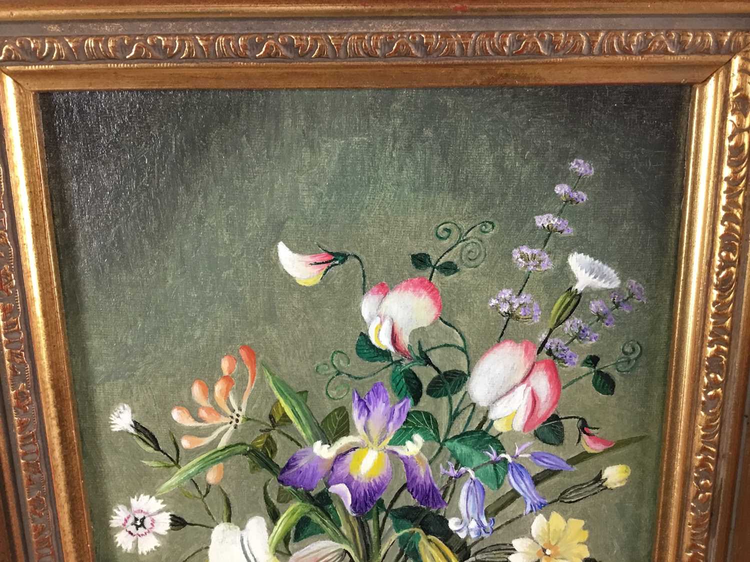 C. O. B. Wright, 20th century oil on canvas board - still life summer flowers, in gilt frame - Image 3 of 6