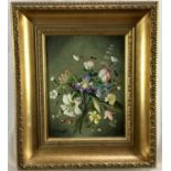 C. O. B. Wright, 20th century oil on canvas board - still life summer flowers, in gilt frame
