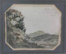 Henry Bryan Ziegler (1793-1874) watercolour - rocks North Wales
