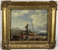 19th century oil on panel, coastal scene