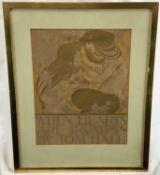 After William H. Bradley Art Nouveau lithograph - ‘When Hearts are Trumps by Tom Hall’ 33cm x 41cm i