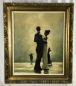 Manner of Jack Vettriano, oil on canvas - dancers, 58 x 47cm, in gilt frame