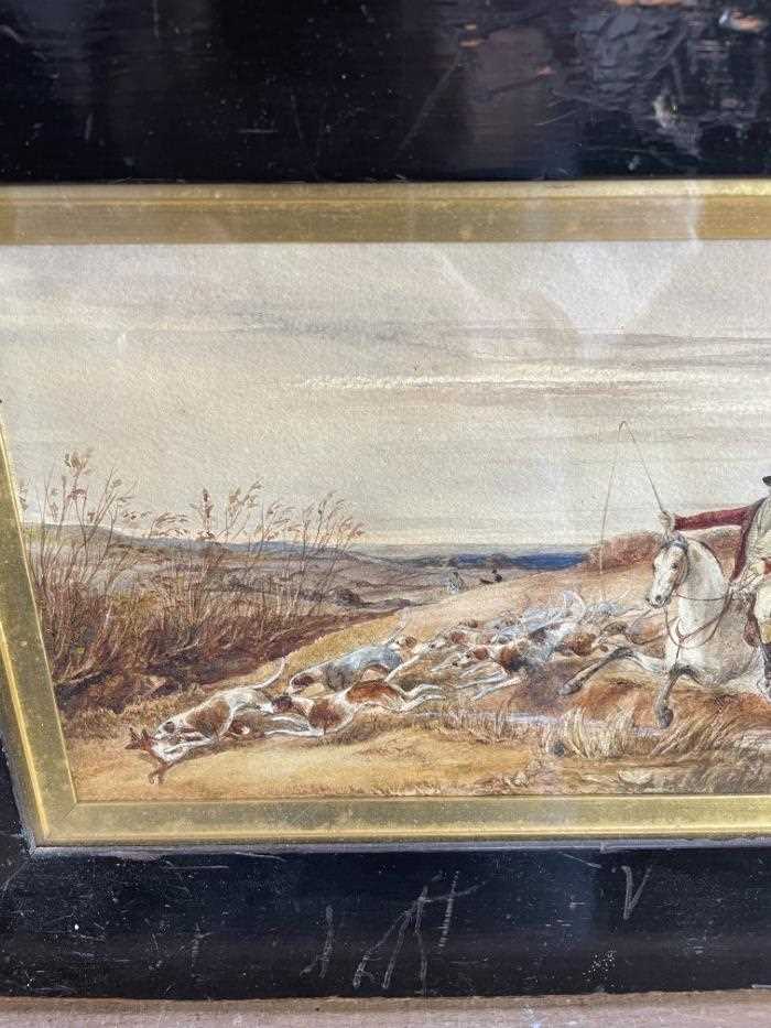 English School, 19th century, pair of watercolours - The Meet and The Death, 15.5cm x 27cm, in glaze - Image 5 of 7