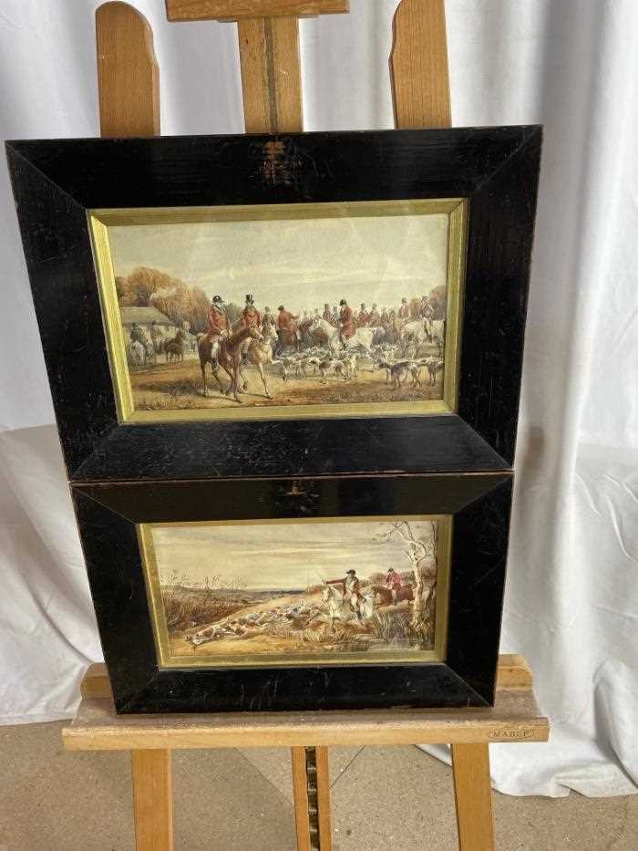 English School, 19th century, pair of watercolours - The Meet and The Death, 15.5cm x 27cm, in glaze - Image 2 of 7