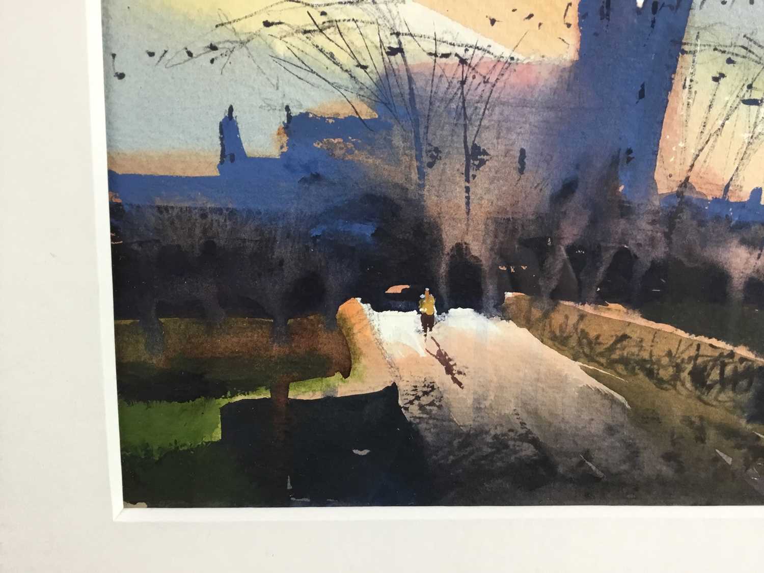 Simon Jones watercolour - 'Sunset, Angle Pembrokeshire', signed in pencil, Mall Galleries Exhibition - Image 7 of 9