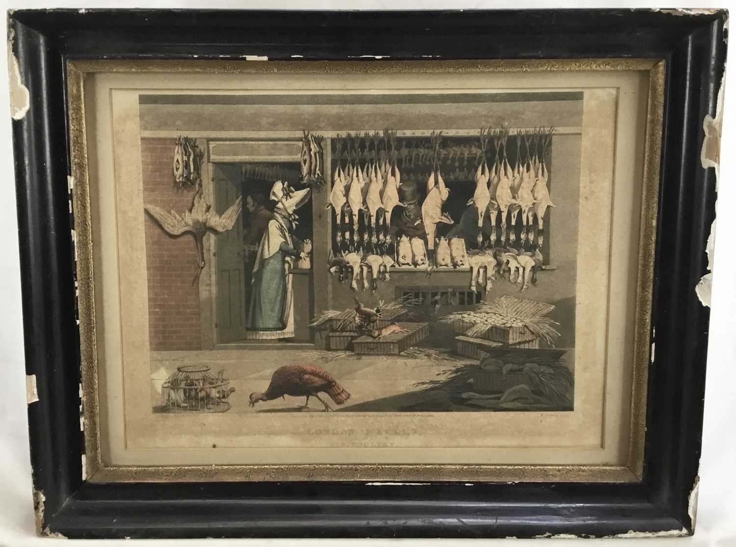 Matthew Dubourg after James Pollard, aquatint - London Market, No 3, Poultry, published 1822, image