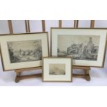 Collection of 7 early pencil drawings, to include John Wodderspoon - various of castles, cottages et