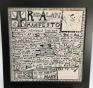 Grayson Perry (b.1960) print - 'Red Alan Manifesto', Perry logo lower left, 33cm x 33cm, framed