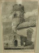 John Sell Cotman (1782-1842) etching - view of Hadiscoe church Norfolk, 18.5cm x 30cm