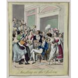 Early 19th century satirical engraving - Theatrical Pleasures 'Feasting in the saloon', London pub.