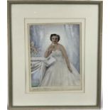 Dorothy Wilding (1893-1976) hand coloured photograph of a Lady, signed, 30cm x 40cm, mounted in glaz