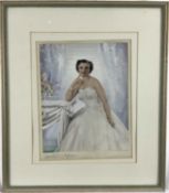 Dorothy Wilding (1893-1976) hand coloured photograph of a Lady, signed, 30cm x 40cm, mounted in glaz