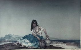 William Russell Flint (1880-1969) pencil signed print of Sarah, framed and glazed, 90cm x 68cm overa