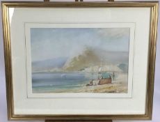 English school watercolour - The Italian coast, 36.5cm x 25cm, mounted in glazed frame, 55.5cm x 46c