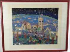 John Dyer signed limited edition print - 'Happy New Year' - in glazed red frame