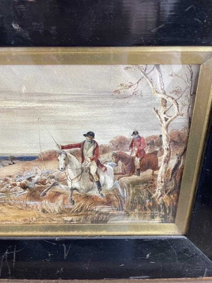 English School, 19th century, pair of watercolours - The Meet and The Death, 15.5cm x 27cm, in glaze - Image 6 of 7