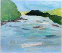 *John Hanbury Pawle (1915-2010) oil on board- River landscape, 61cm x 71cm unframed