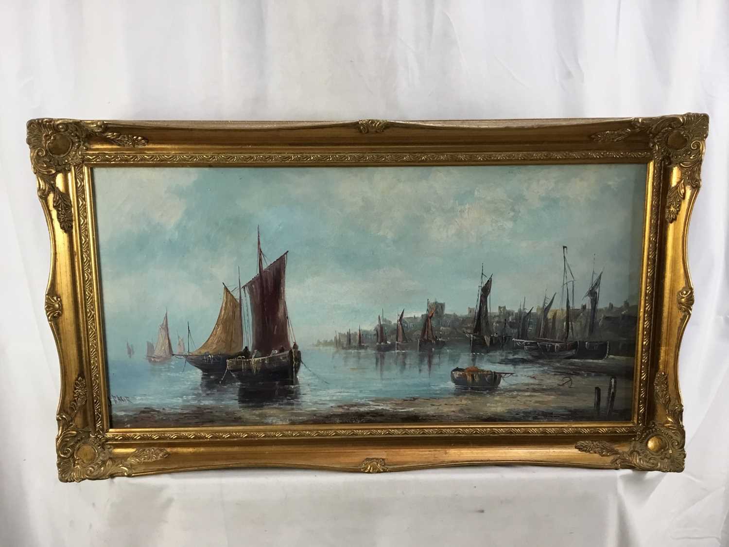 John Bale (1834-1913), three harbour scenes, oil on canvas in gilt frames - Image 6 of 14