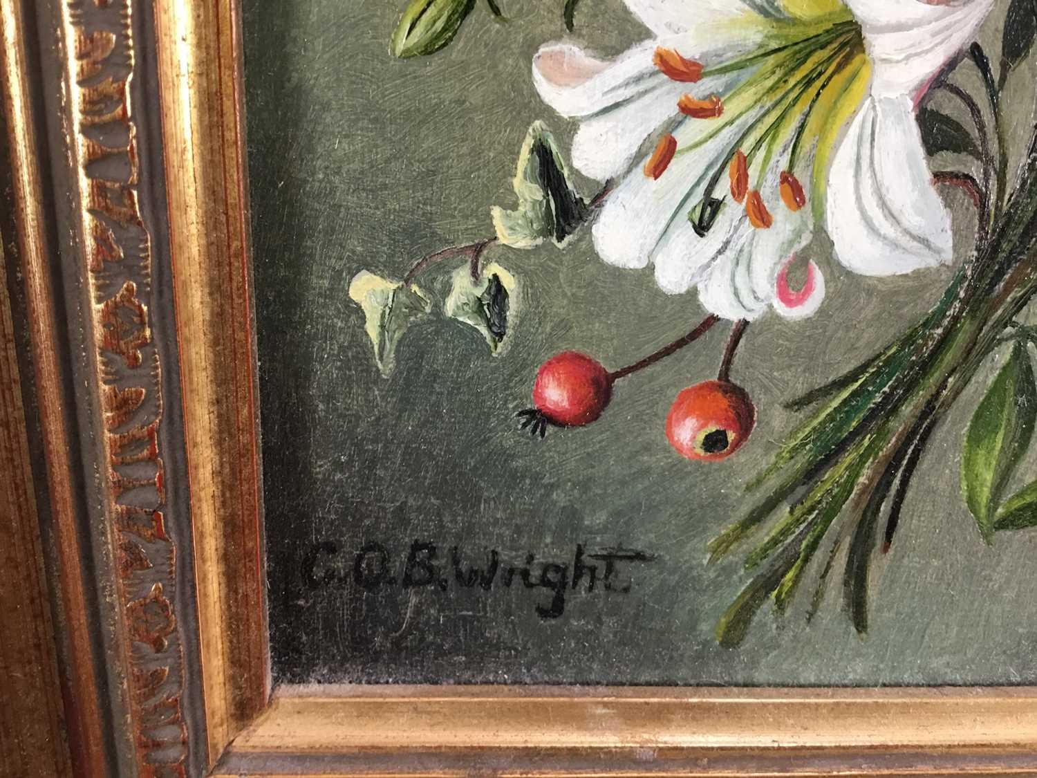 C. O. B. Wright, 20th century oil on canvas board - still life summer flowers, in gilt frame - Image 5 of 6