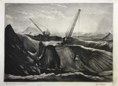Group of etchings, including Marion Rhodes - Open Cast Coal Mining, Over Hulton, 25 x 35cm, various