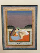 Pair of 18th / 19th century Indo-Persian erotic gouache scenes.