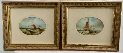 P Fitzgerald (20th century) pair of oil on board, marine scenes, oval, 11 x 16cm, glazed frames