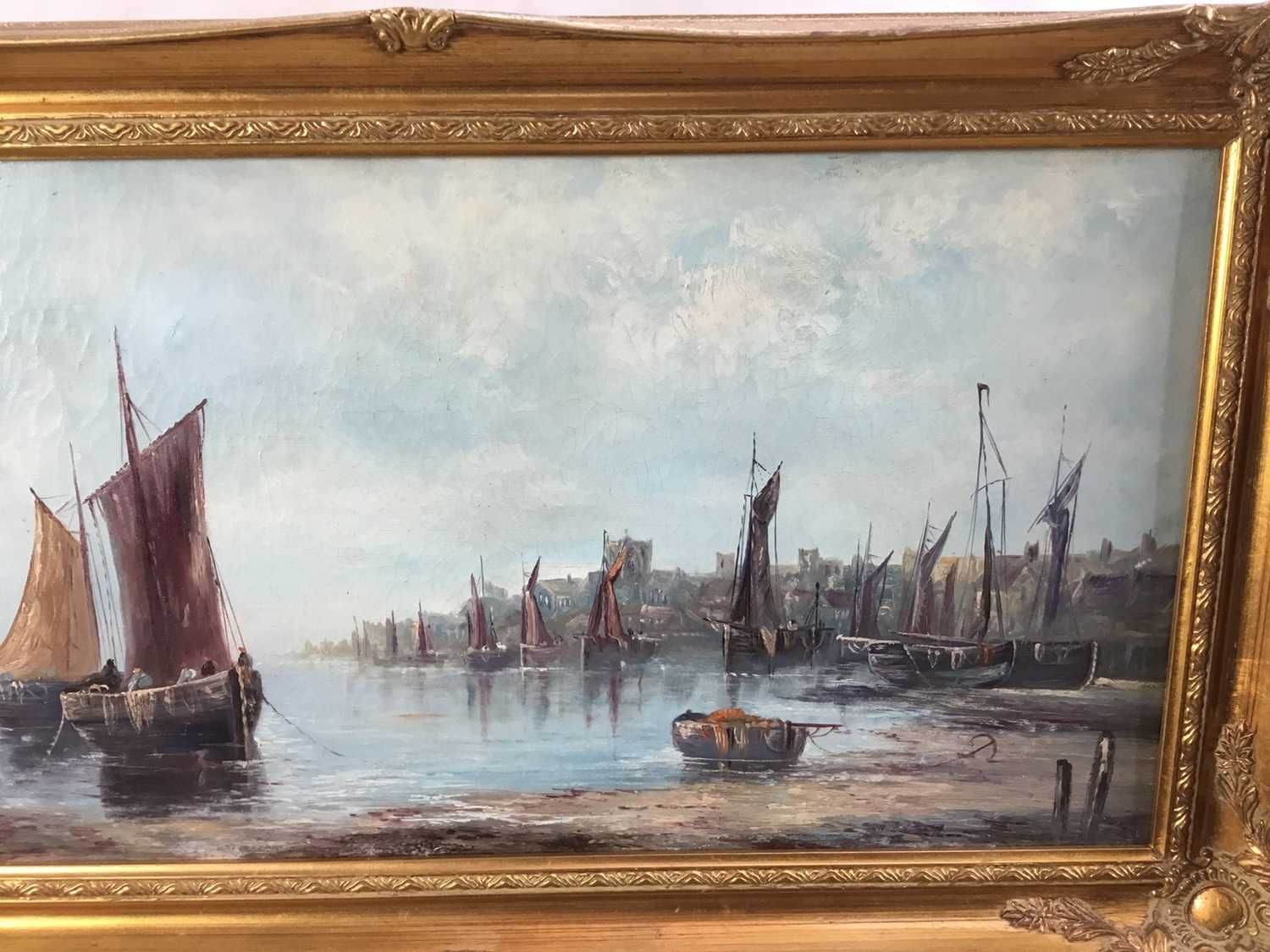 John Bale (1834-1913), three harbour scenes, oil on canvas in gilt frames - Image 8 of 14