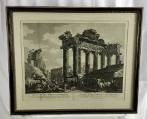 Two 18th century architectural engravings - Arch of Trajan and Temple of Concord, 58cm x 45cm, in Ho
